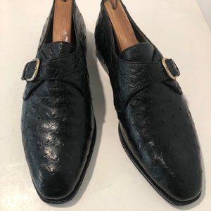 Full quill ostrich single monk strap shoes